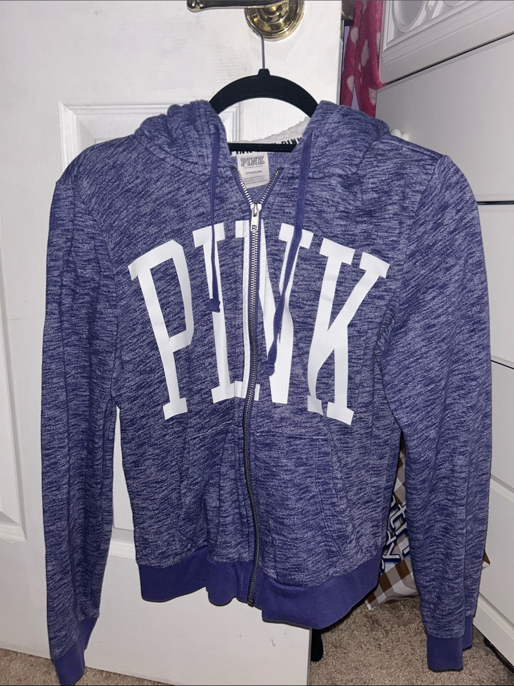 PINK Victoria's Secret Dark Purple Sherpa-Lined Zip Hoodie